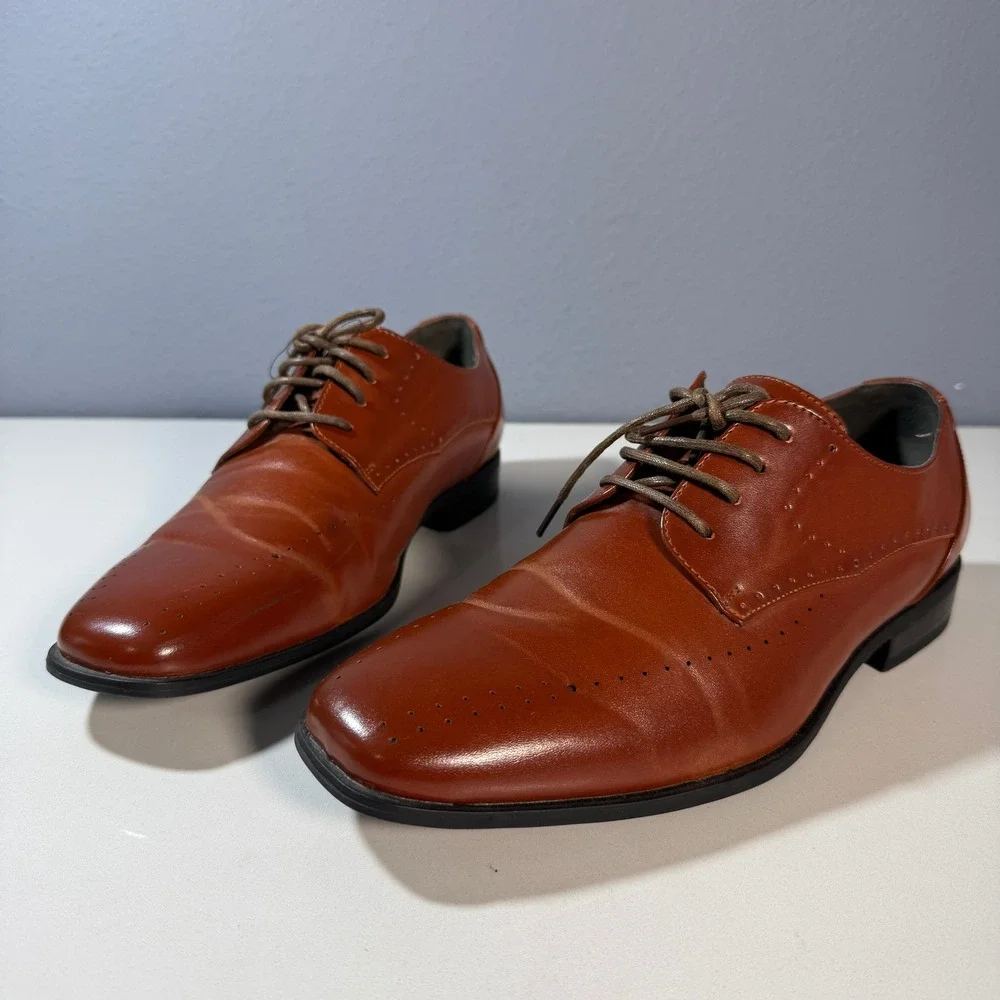 Stacy Adams Boys Dress Shoes Cognac‎ Brown Lace Up Oxford Size 7M